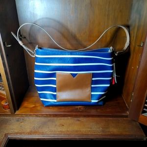 SOLD! Kelly & Katie Purse/Sachel Nautical Navy, White & Brown Never Used